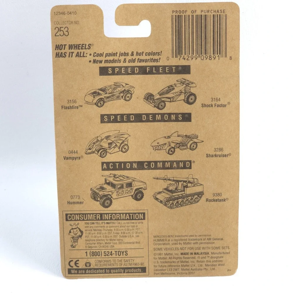 VTG 1991 Hot Wheels MERCEDES 380 SEL 253 Blue Card New Paint Style Silver UH
